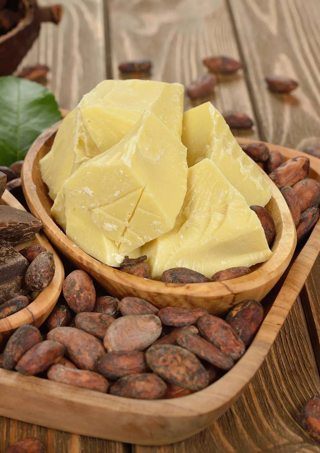 Golden cocoa butter chips — premium organic ingredient for cosmetics and confectionery