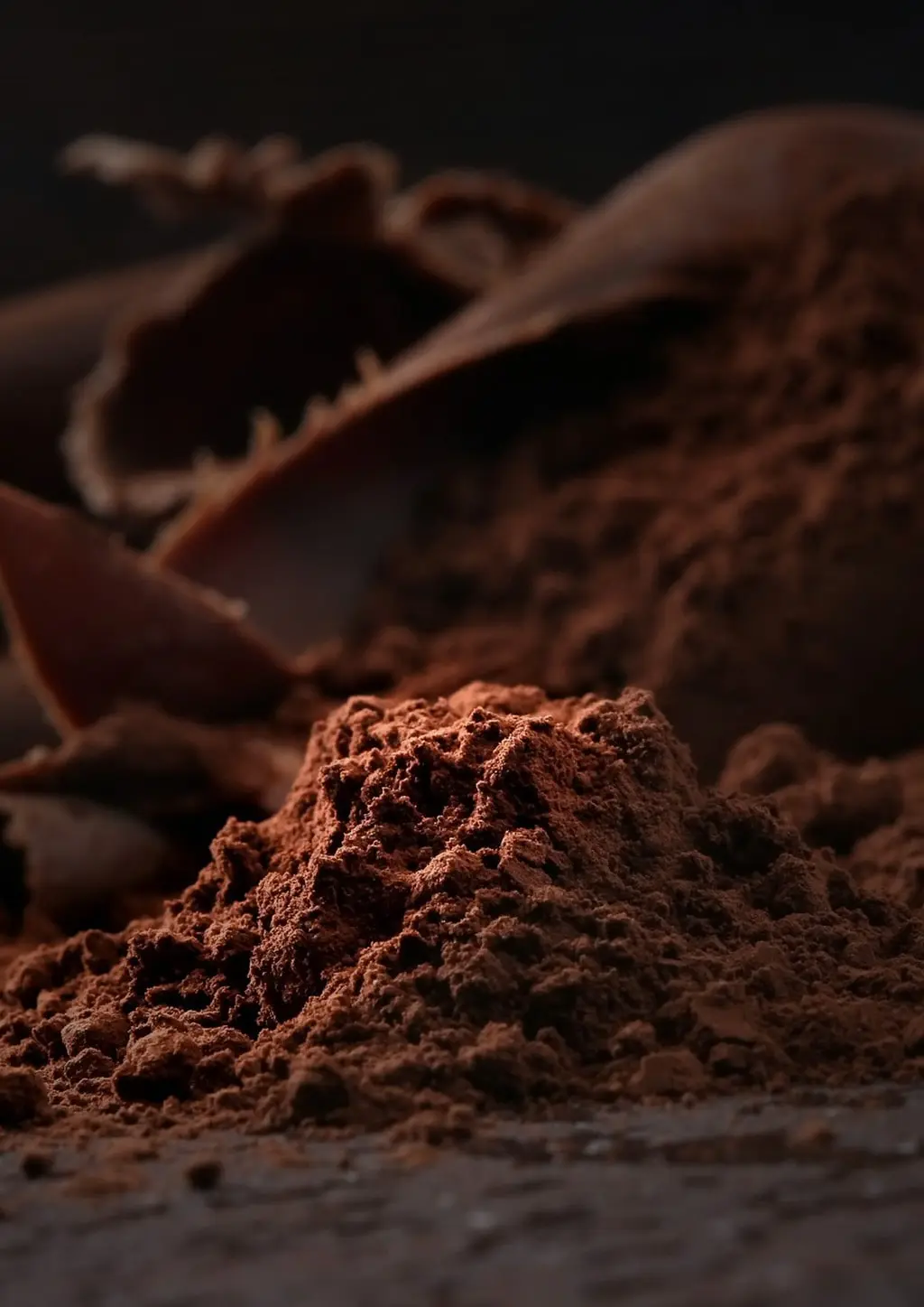Fine organic cocoa powder used for baking and chocolate production